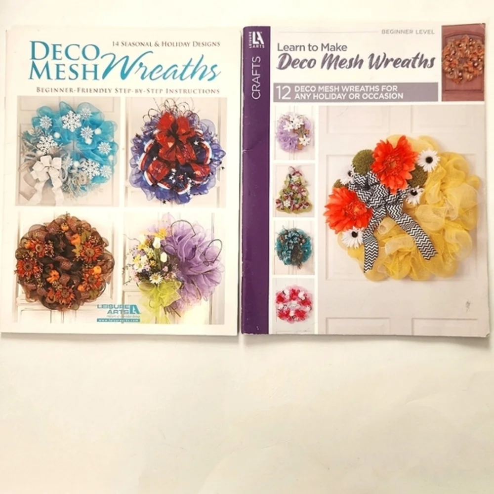 Leisure Arts Learn to Make Deco Mesh Wreaths, Deco Mesh Beginner Friendly 2Books